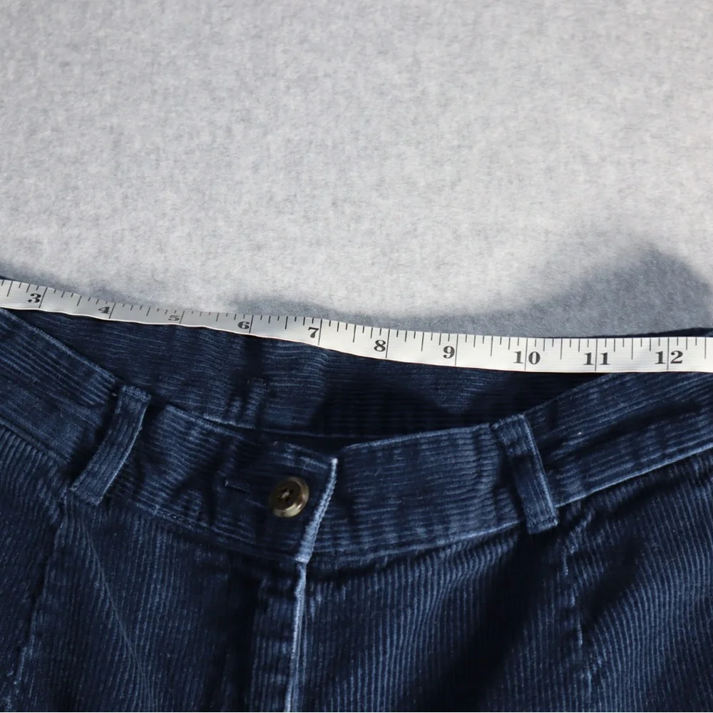 Vintage L.L. Bean Corduroy Pants Womens 8 reg Pleated Front High Rise Navy Blue - Picture 7 of 9